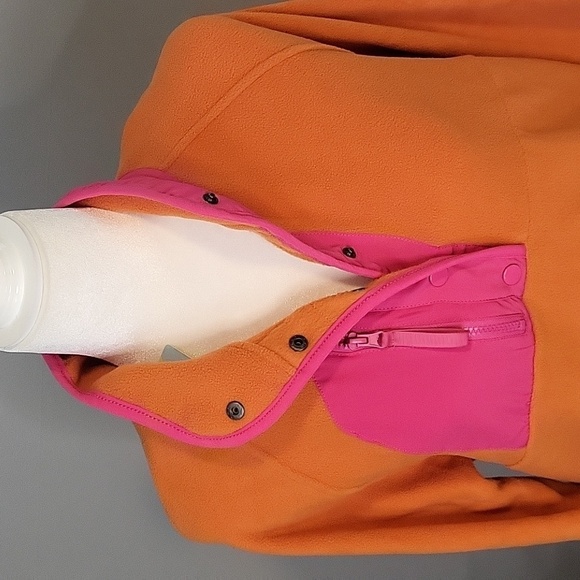 Hippie Rose Pullover Buttoned Collar Fleece Sweatshirt Pockets Size M - Picture 5 of 12